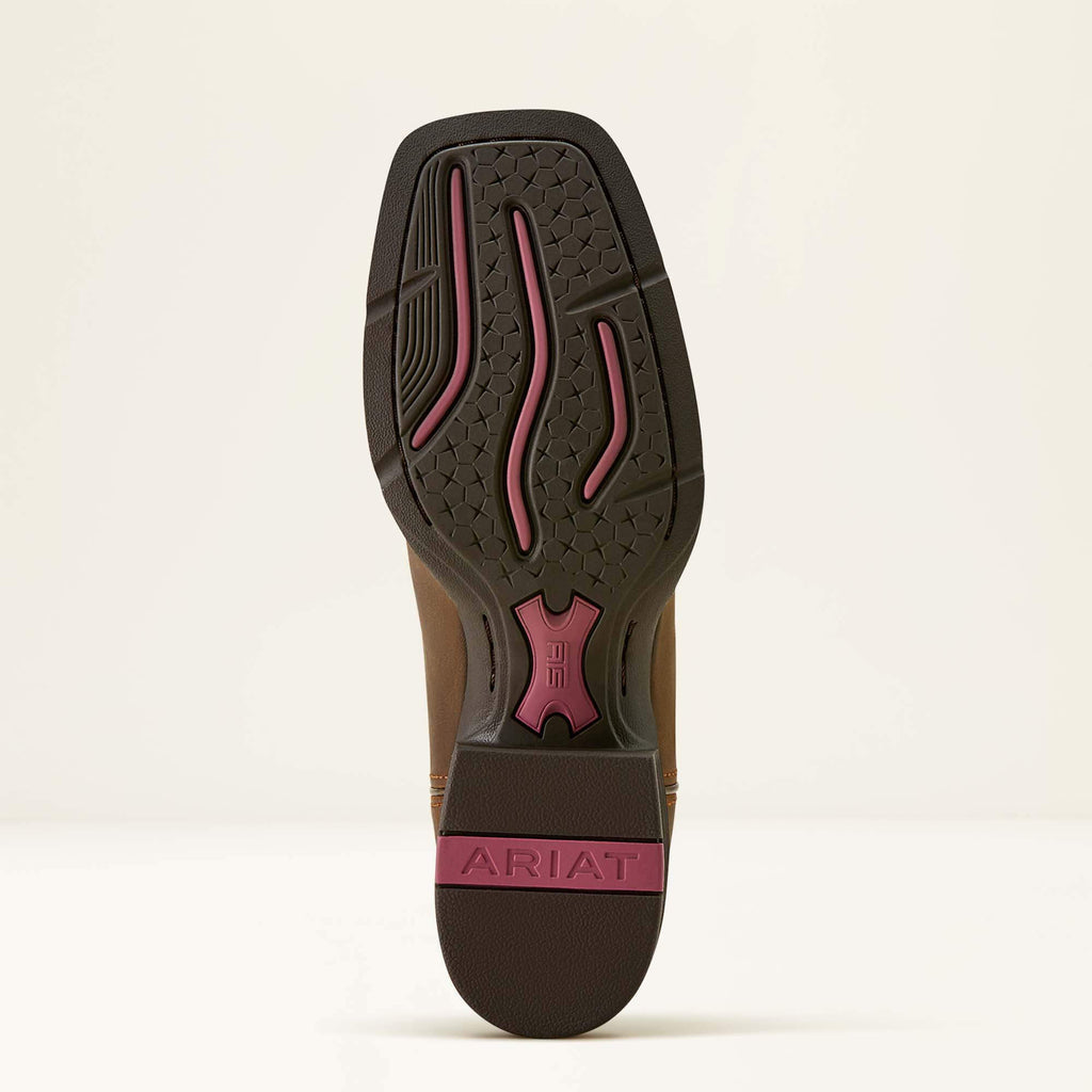 Ariat Round Up StretchFit Wide Square Toe Western Boot Sassy Brown - sole