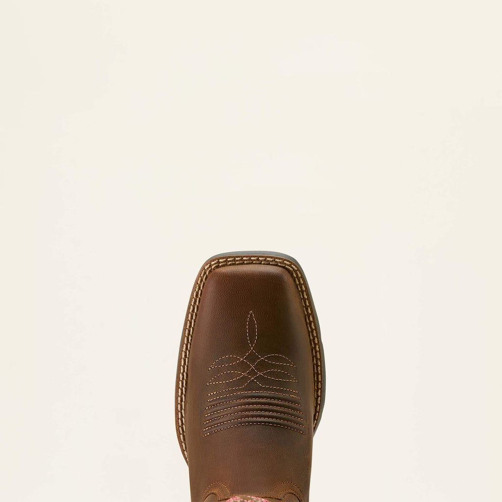 Ariat Round Up StretchFit Wide Square Toe Western Boot Sassy Brown - toe