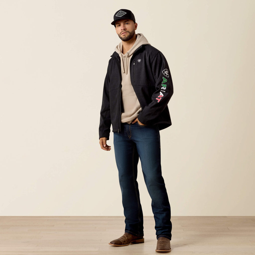 Ariat Logo Softshell Jacket – Black/Mexico, full