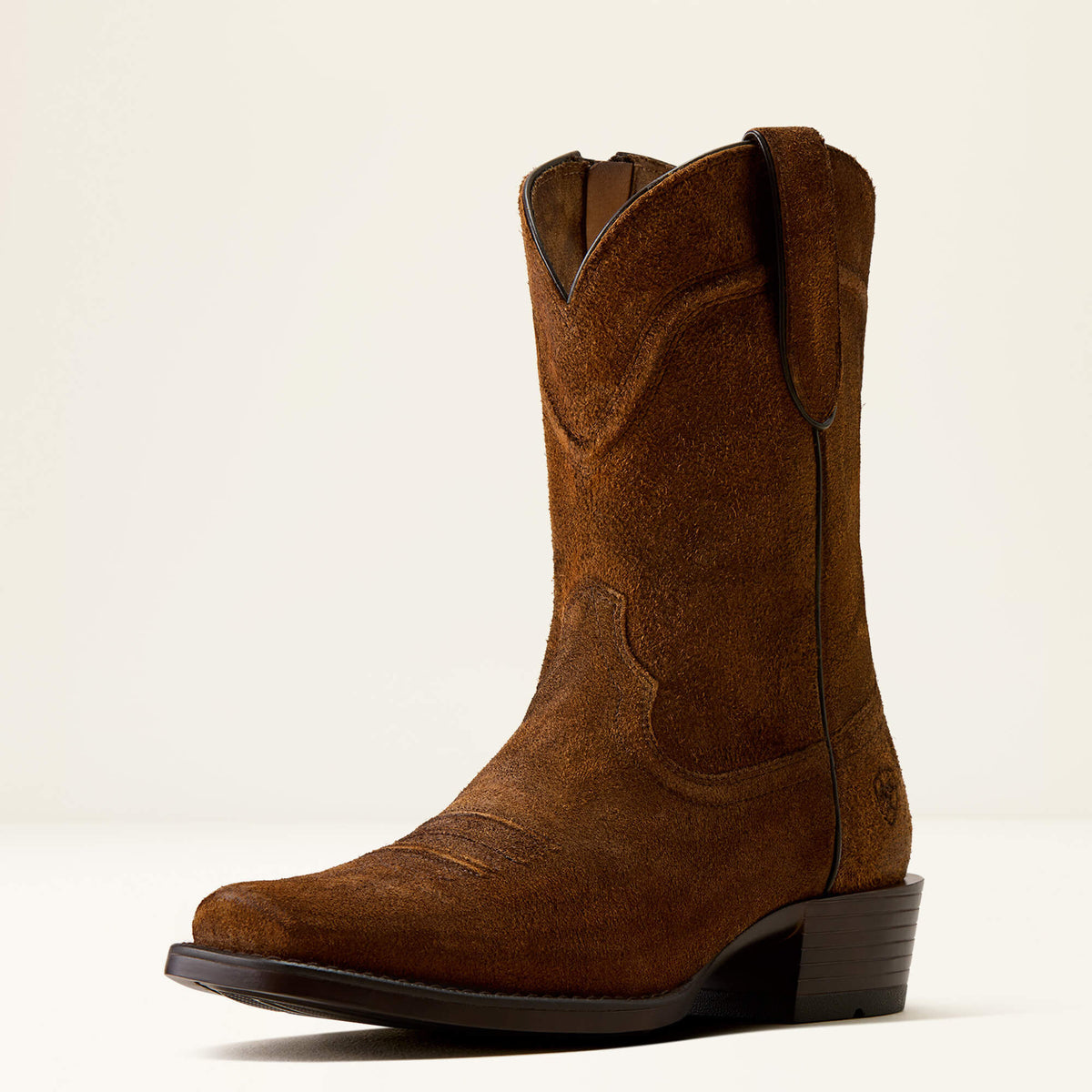 Ariat Oliver Narrow Cutter Toe Western Boot – Rusty Brown Suede, 3/4 front
