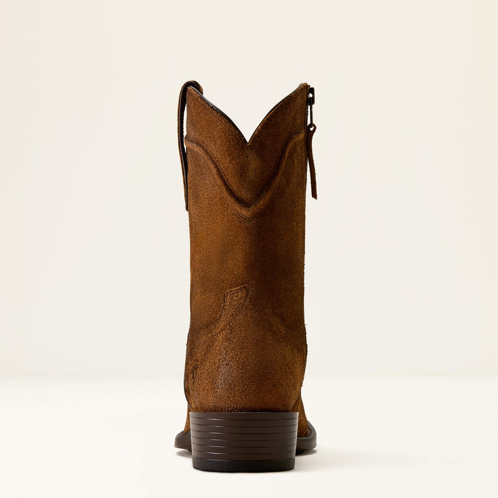 Ariat Oliver Narrow Cutter Toe Western Boot – Rusty Brown Suede, heel