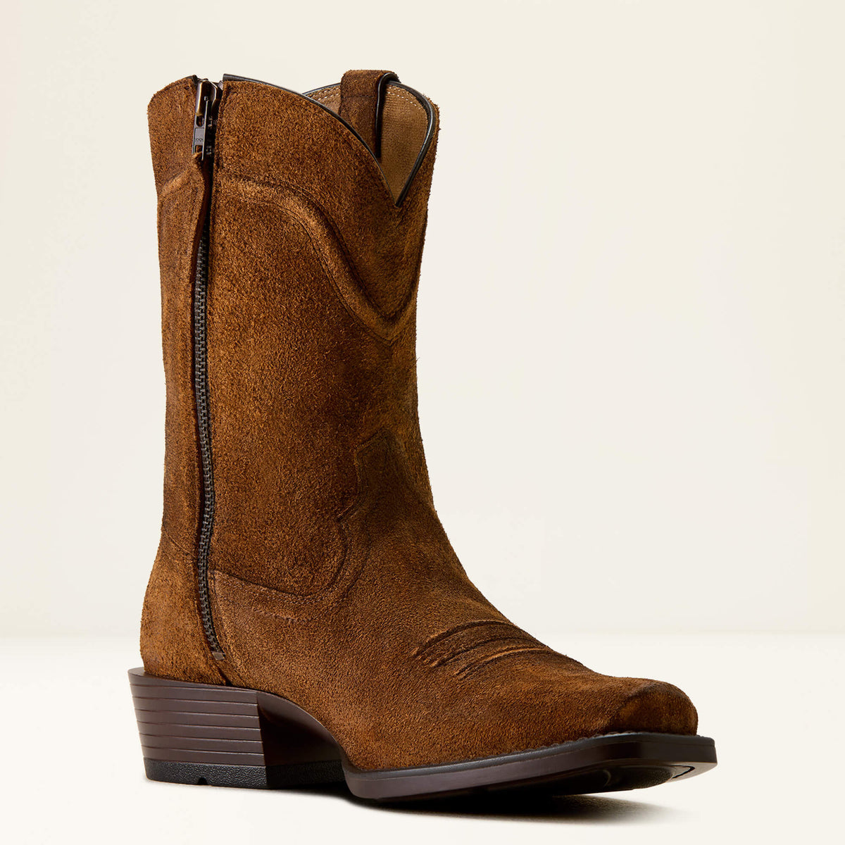 Ariat Oliver Narrow Cutter Toe Western Boot – Rusty Brown Suede, medial