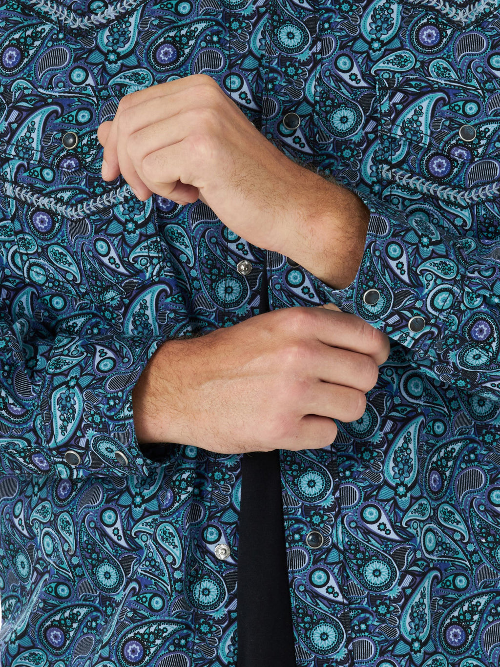 Wrangler Rock 47 Embroidered Yoke Snap Western Shirt in Print