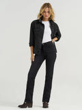 Wrangler High Rise True Straight Leg Jeans in Midnight Black