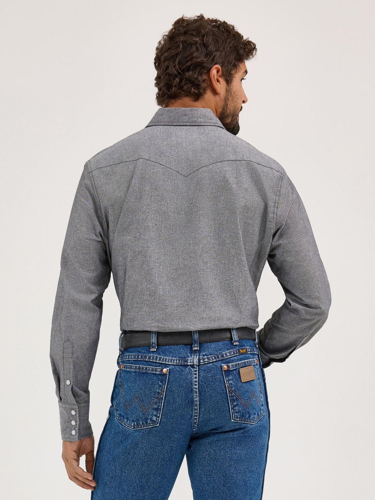 Wrangler Cowboy Cut Chambray Snap Work Shirt in Moonless Night