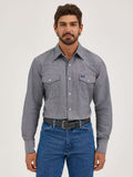 Wrangler Cowboy Cut Chambray Snap Work Shirt in Moonless Night