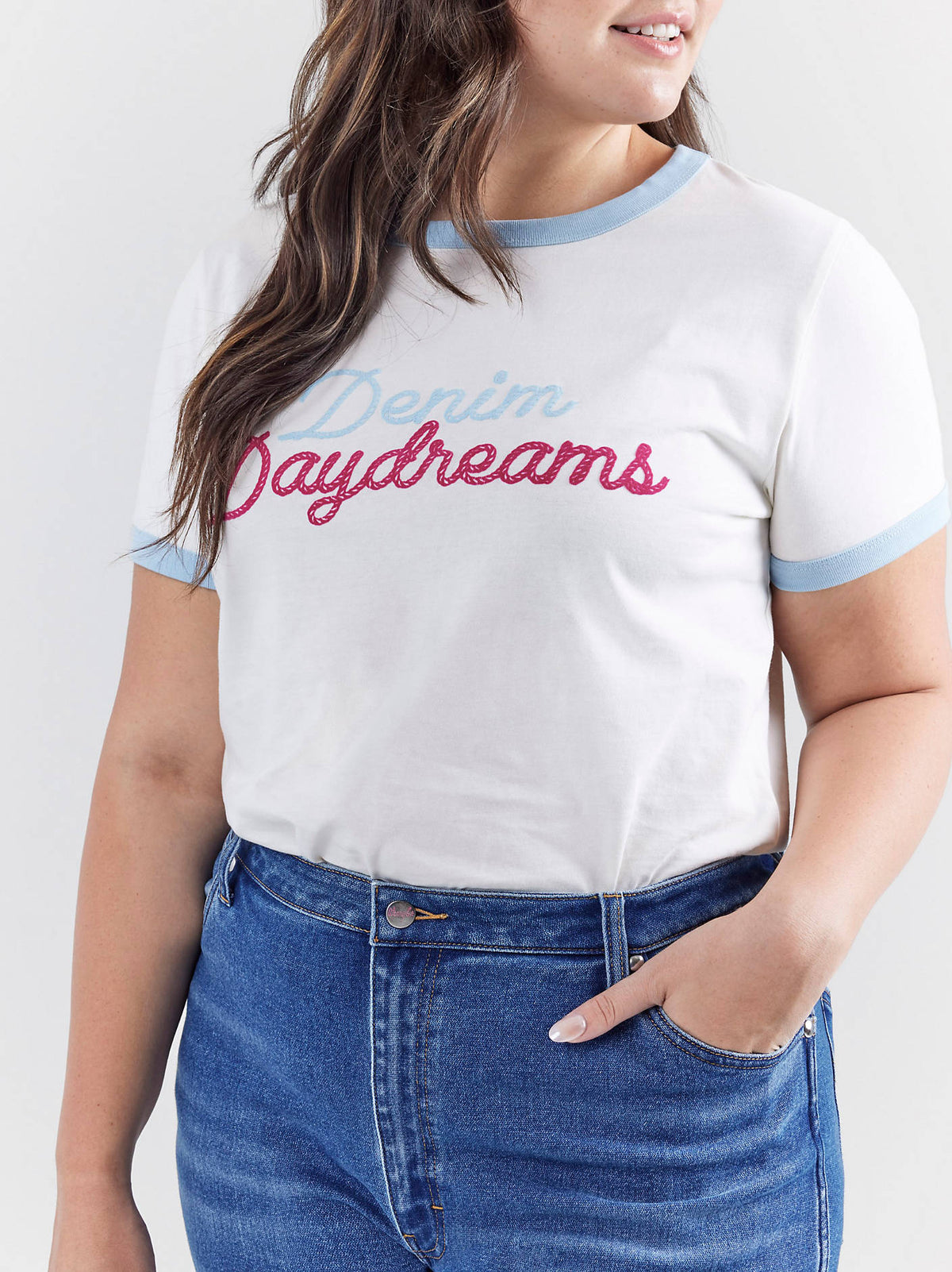 Wrangler x Barbie Denim Daydreams Tee in Cream