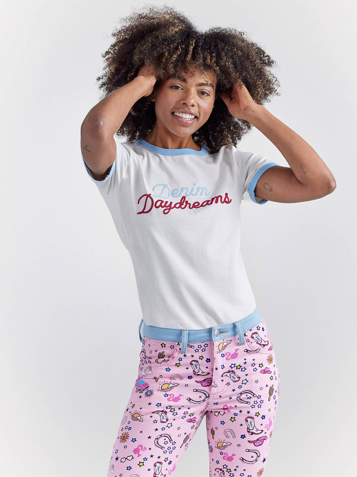 Wrangler x Barbie Denim Daydreams Tee in Cream