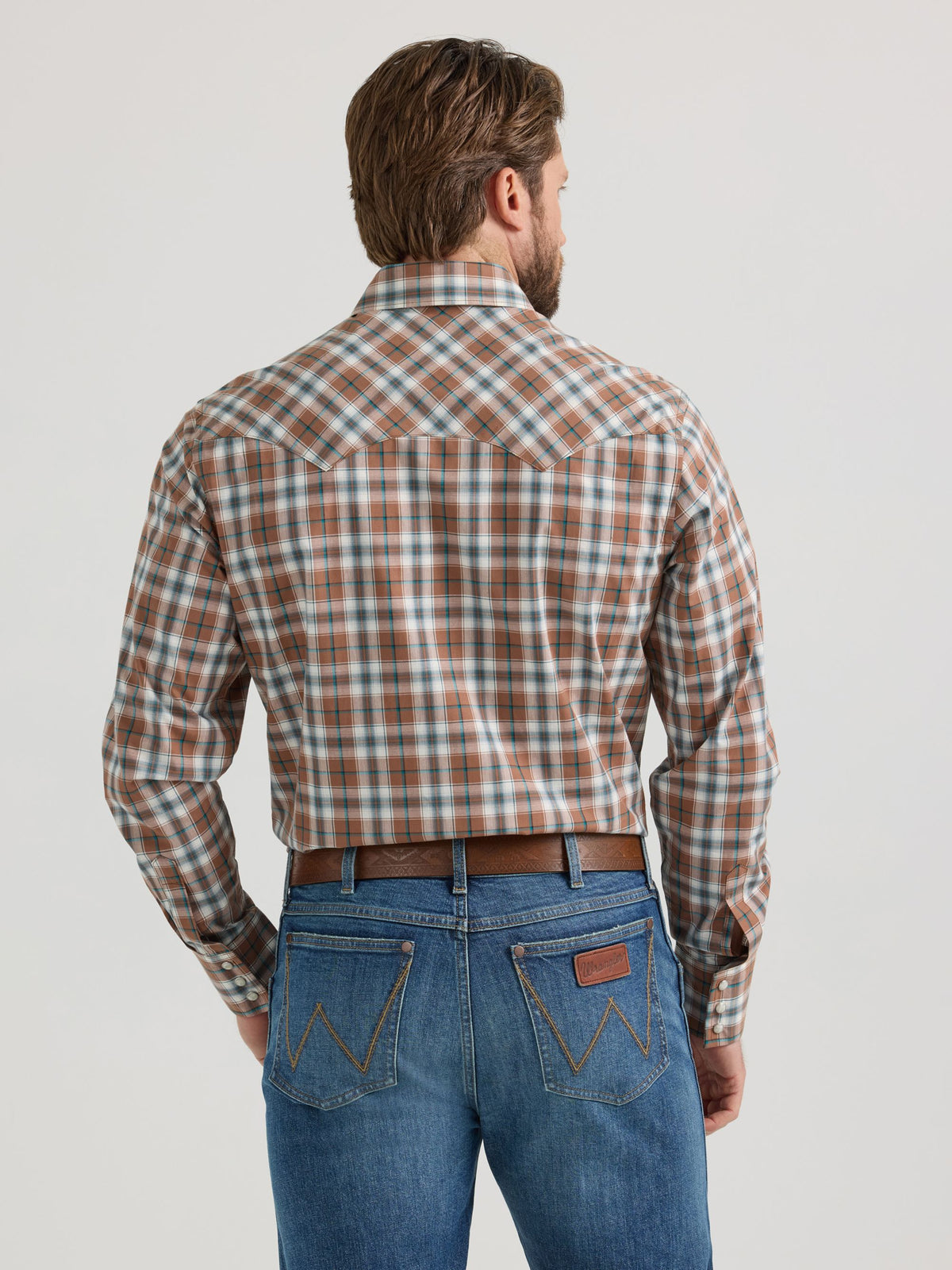 Wrangler Retro Sawtooth Snap Western Shirt in Brown Bark