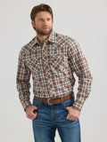 Wrangler Retro Sawtooth Snap Western Shirt in Brown Bark