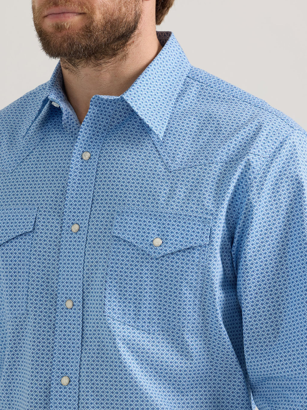 Wrangler 20X Competition Advanced Comfort Snap Western Shirt in Blue