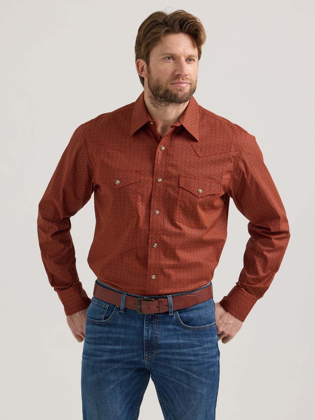 Wrangler 20X Competition Advanced Comfort Snap Western Shirt in Orange