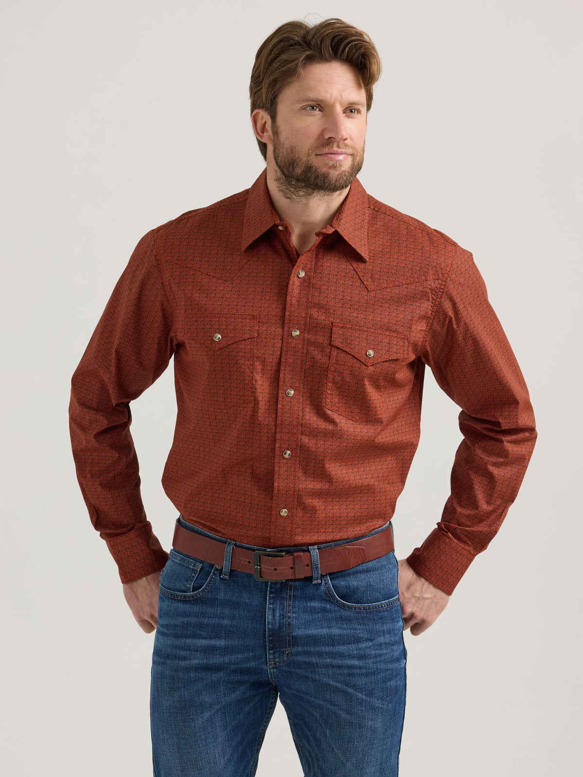 Wrangler 20X Competition Advanced Comfort Snap Western Shirt in Orange