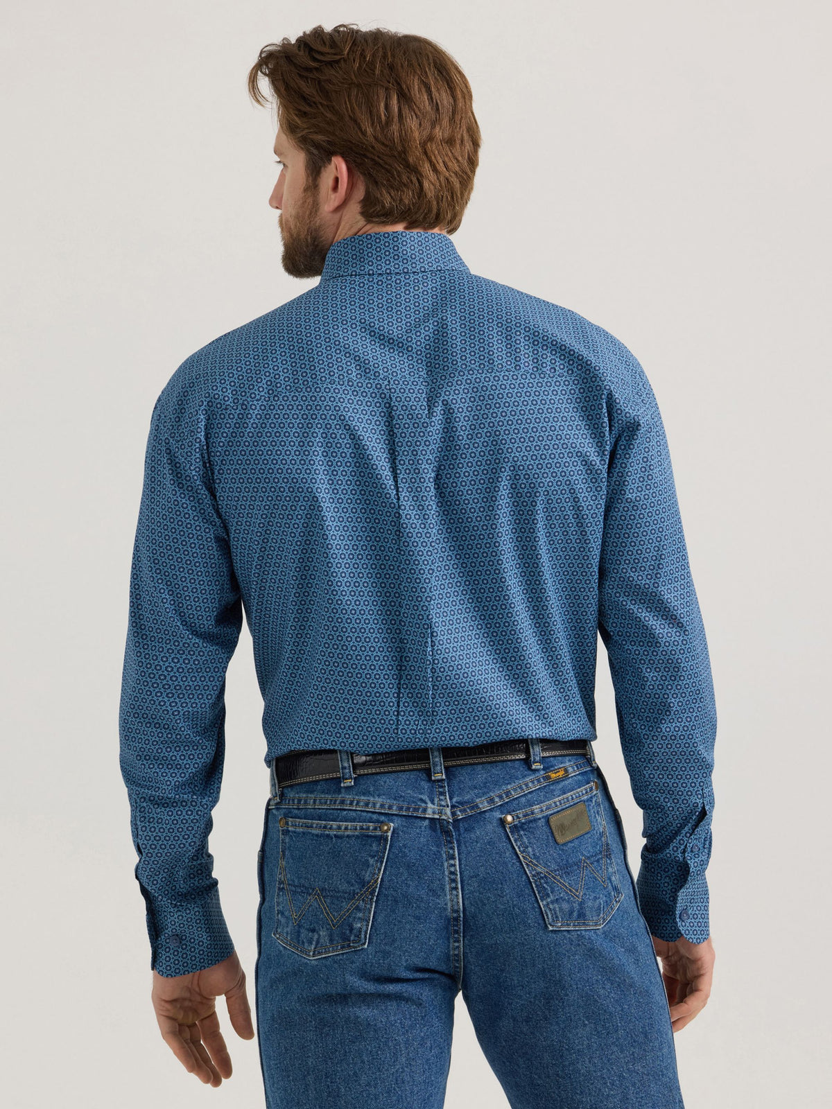 Wrangler George Strait One Pocket Button Down Shirt in Navy Flare