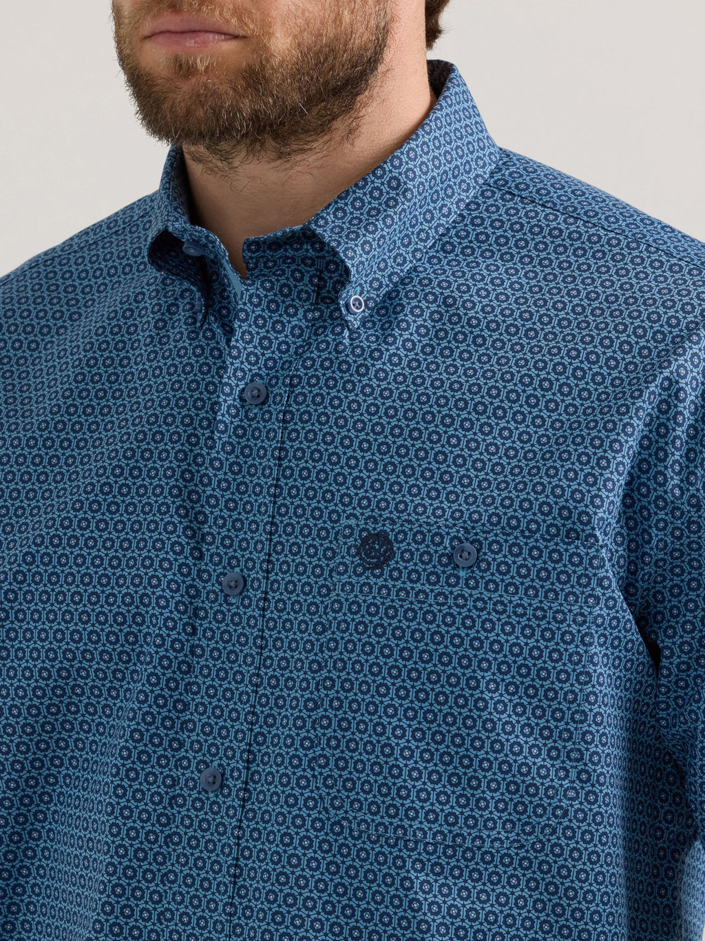Wrangler George Strait One Pocket Button Down Shirt in Navy Flare