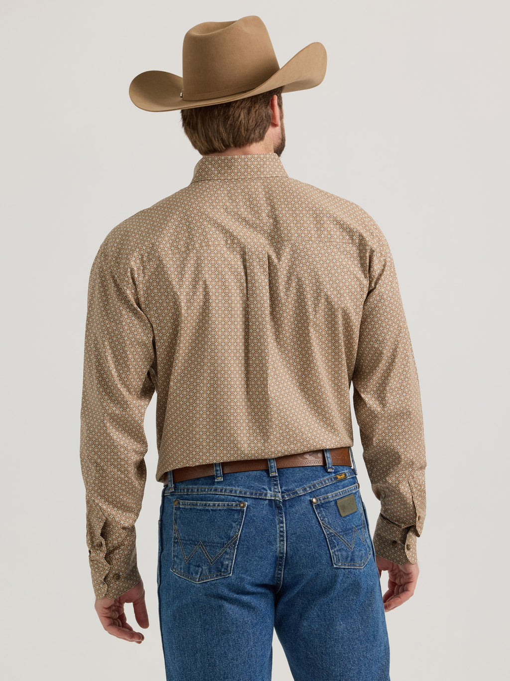 Wrangler George Strait One Pocket Button Down Shirt in Brown Starburst