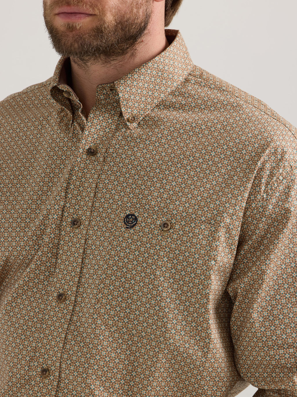 Wrangler George Strait One Pocket Button Down Shirt in Brown Starburst