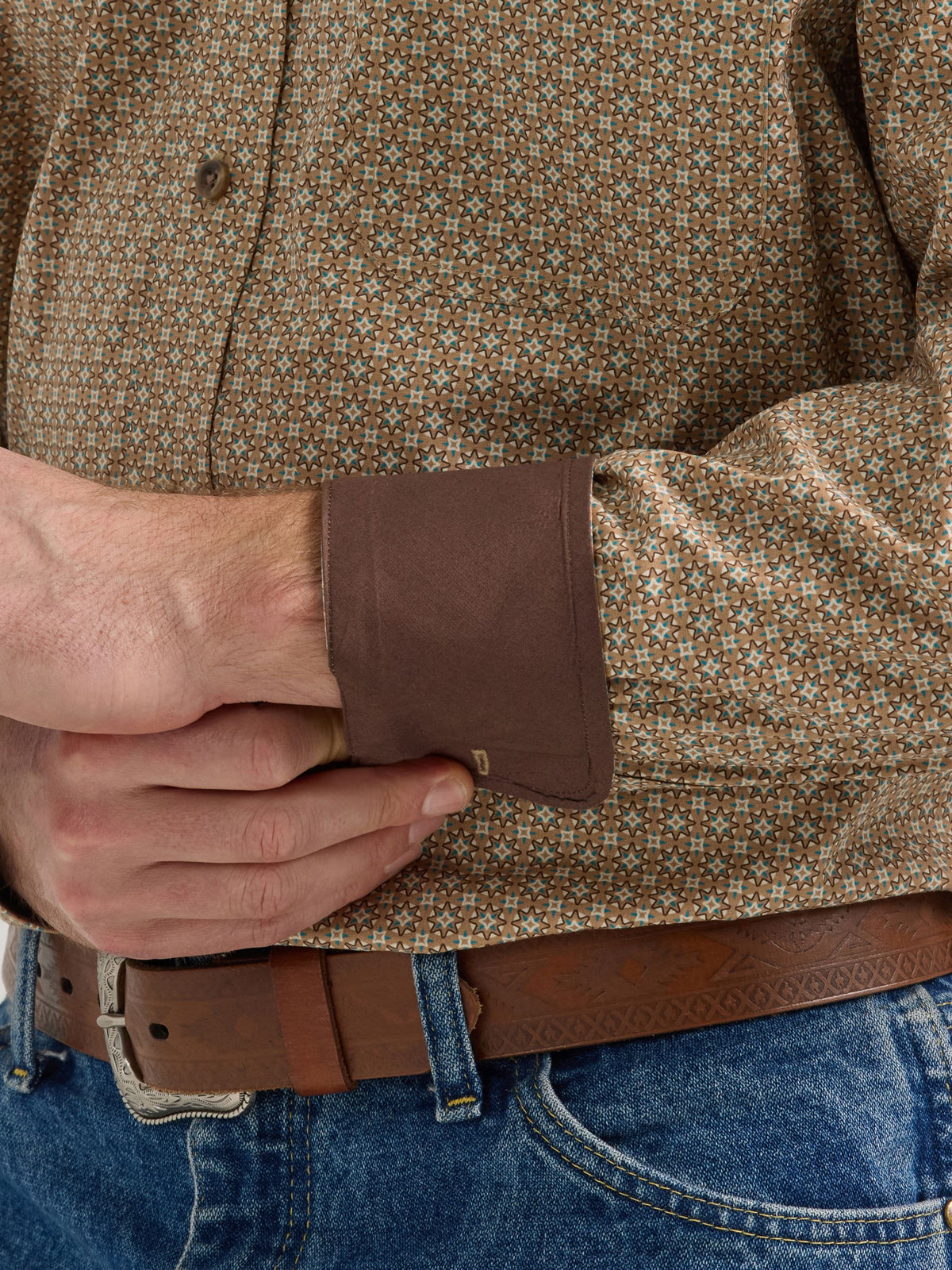 Wrangler George Strait One Pocket Button Down Shirt in Brown Starburst