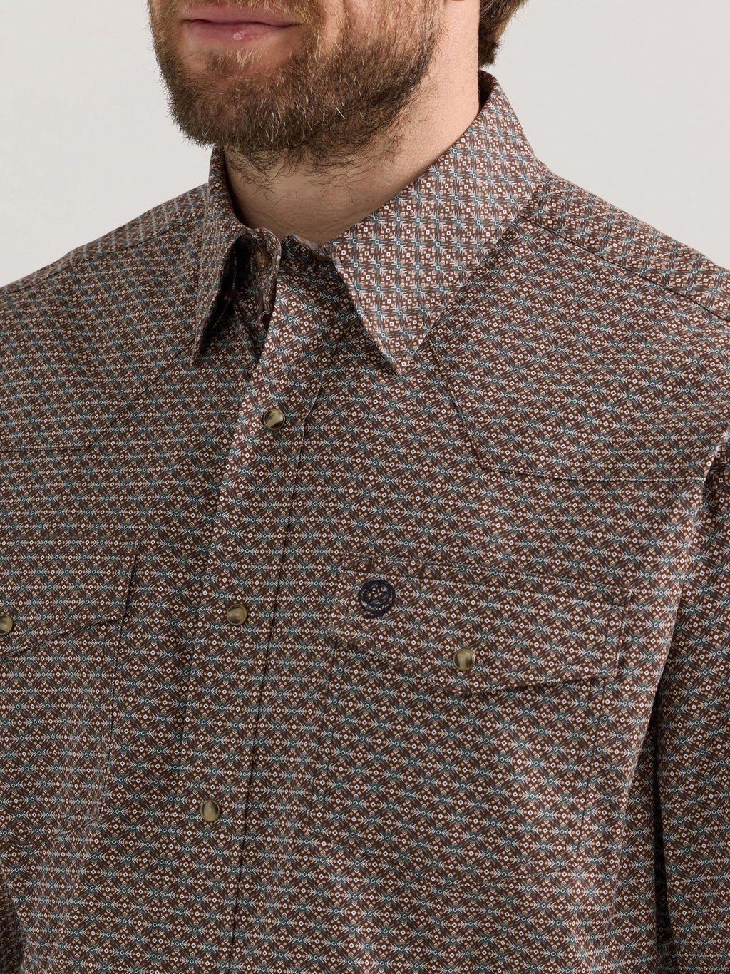 Wrangler George Strait Troubadour Snap Western Shirt in Brown