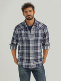 Wrangler Retro Premium Snap Western Shirt in Blue Plaid
