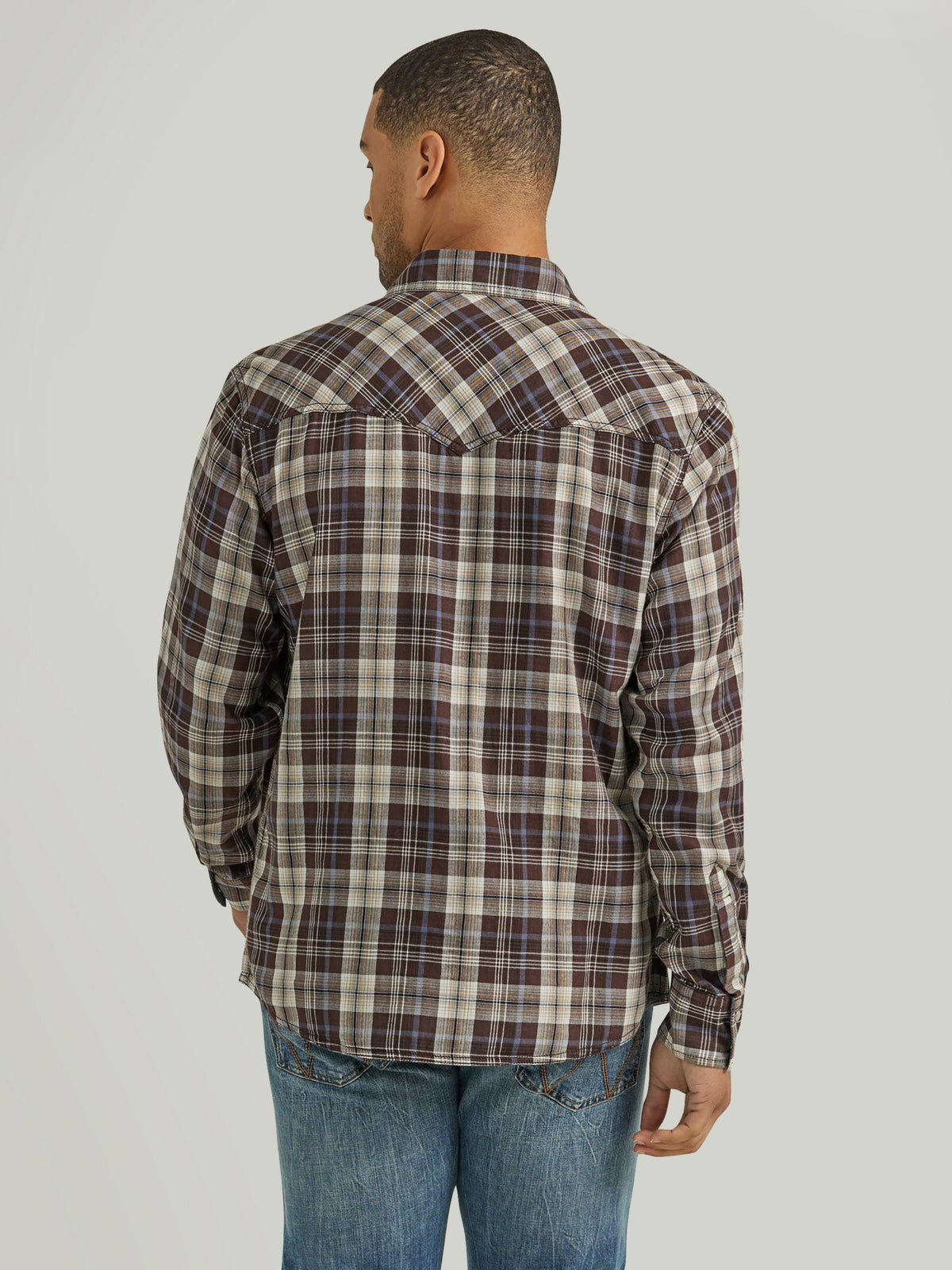 Wrangler Retro Premium Snap Western Shirt in Hazy Brown