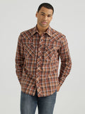 Wrangler Retro Sawtooth Snap Western Shirt in Cocoa Brown Plaid