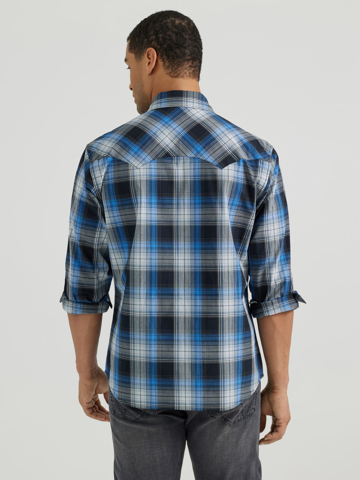 Wrangler Retro Sawtooth Snap Western Shirt in Jet Navy