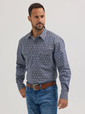 Wrangler 20X Competition Advanced Comfort Snap Western Shirt in Bleu Mod Print