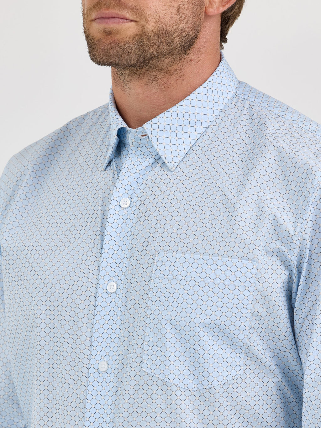 Wrangler Cody Johnson One Pocket Button Down Shirt in Pale Blue