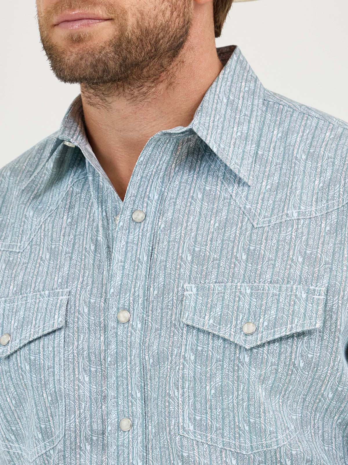 Wrangler 20X Competition Advanced Comfort Snap Western Shirt in Turquoise
