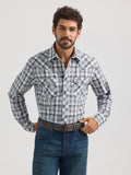 Wrangler Retro Sawtooth Snap Western Shirt in Grey Plaid