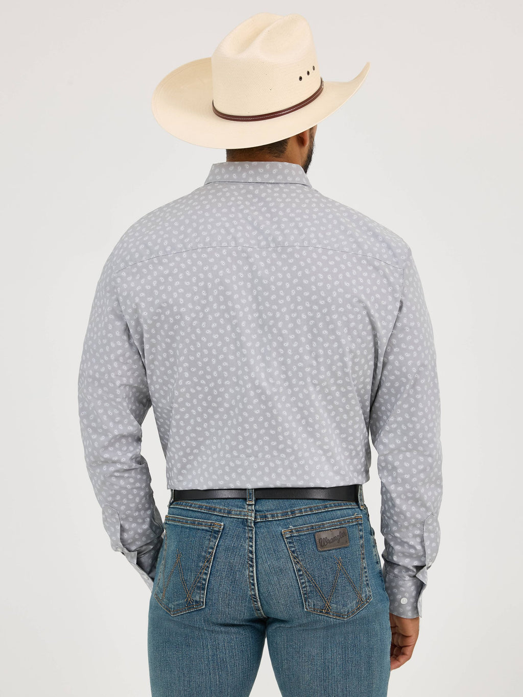 Wrangler Cody Johnson One Pocket Button Down Shirt in Grey Paisley