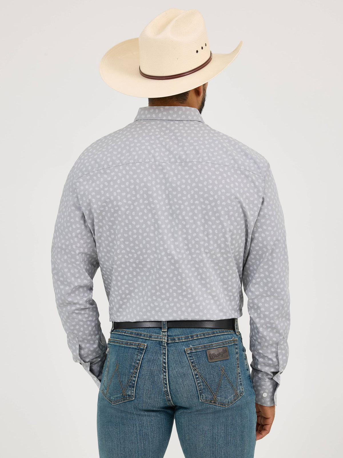Wrangler Cody Johnson One Pocket Button Down Shirt in Grey Paisley