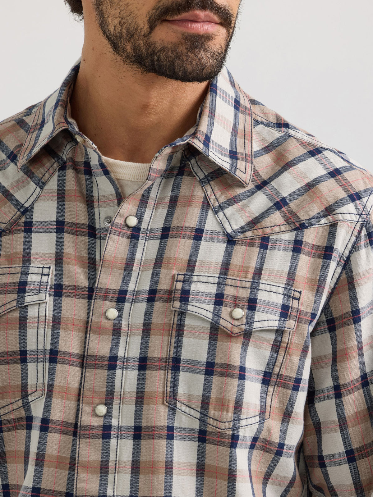 Wrangler Retro Premium Snap Western Shirt in Foam