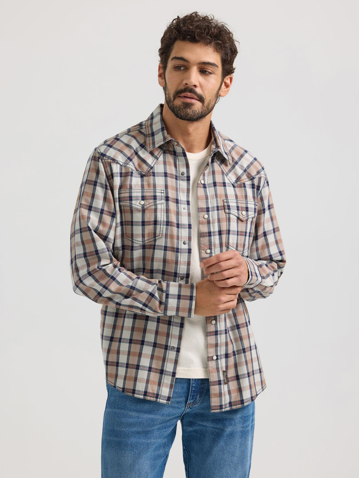 Wrangler Retro Premium Snap Western Shirt in Foam