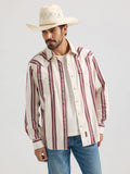 Wrangler Retro Premium Brushpopper Stripe Snap Western Shirt in Cream