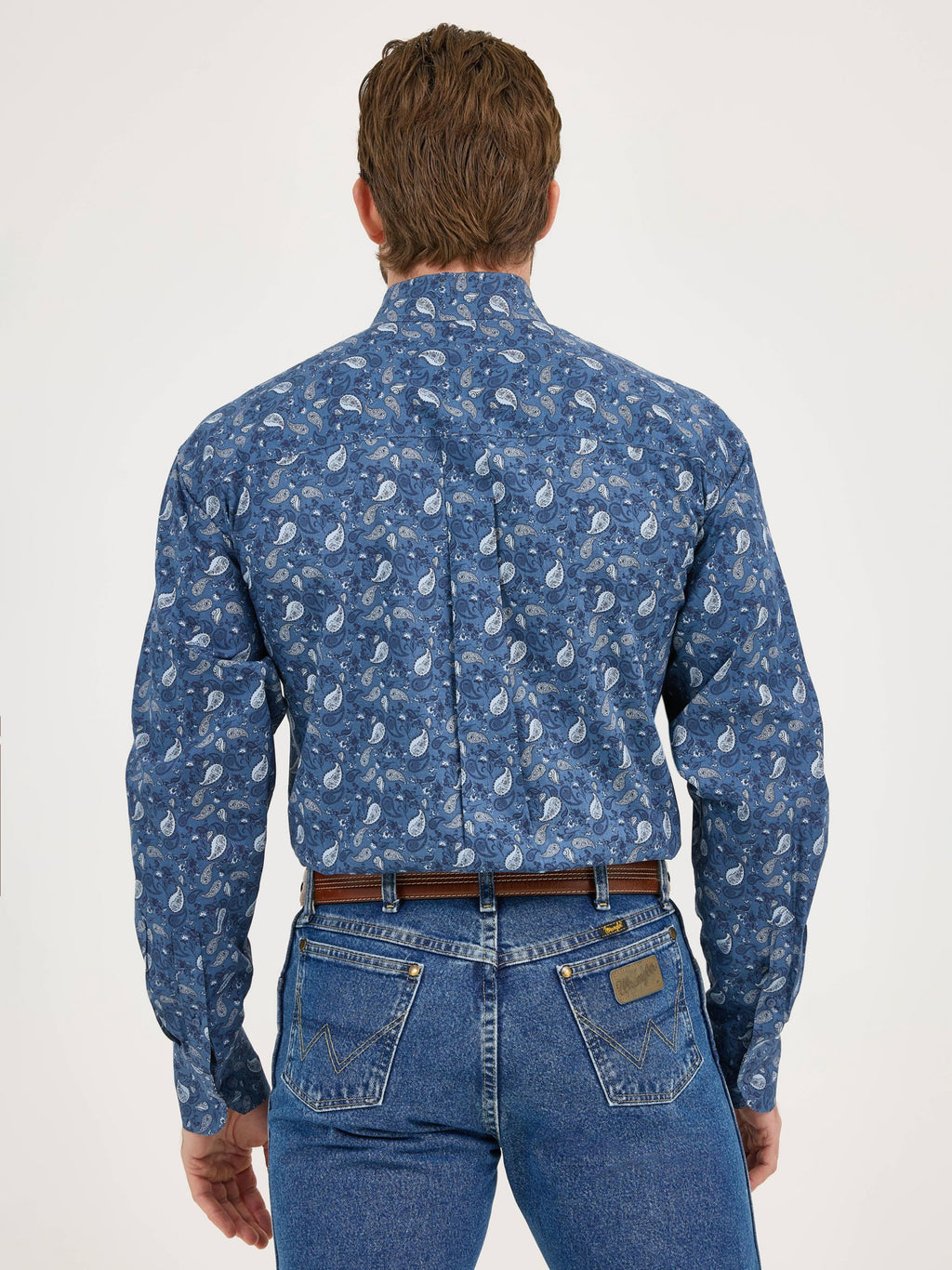 Wrangler George Strait Two Pocket Button Down Shirt in Navy