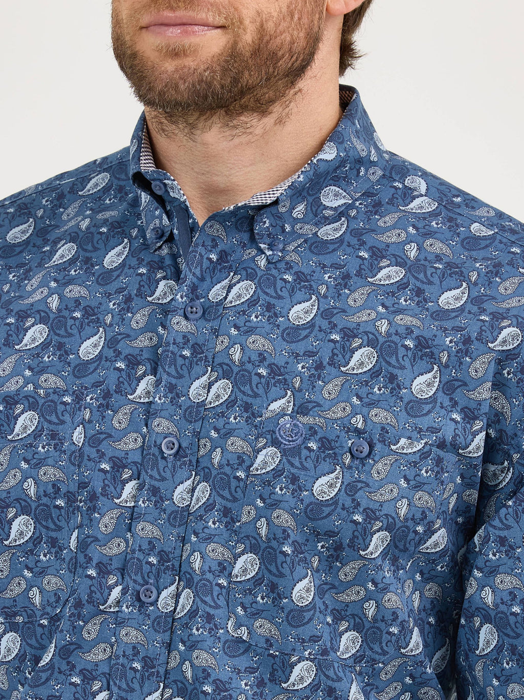 Wrangler George Strait Two Pocket Button Down Shirt in Navy