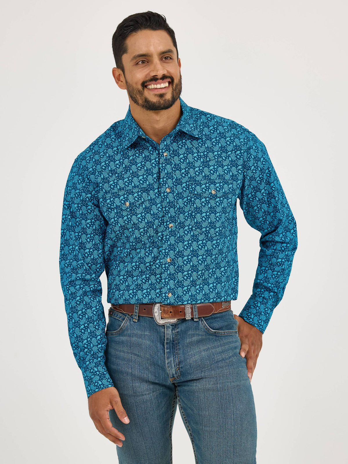 Wrangler 20X Competition Advanced Comfort Snap Western Shirt in Navy
