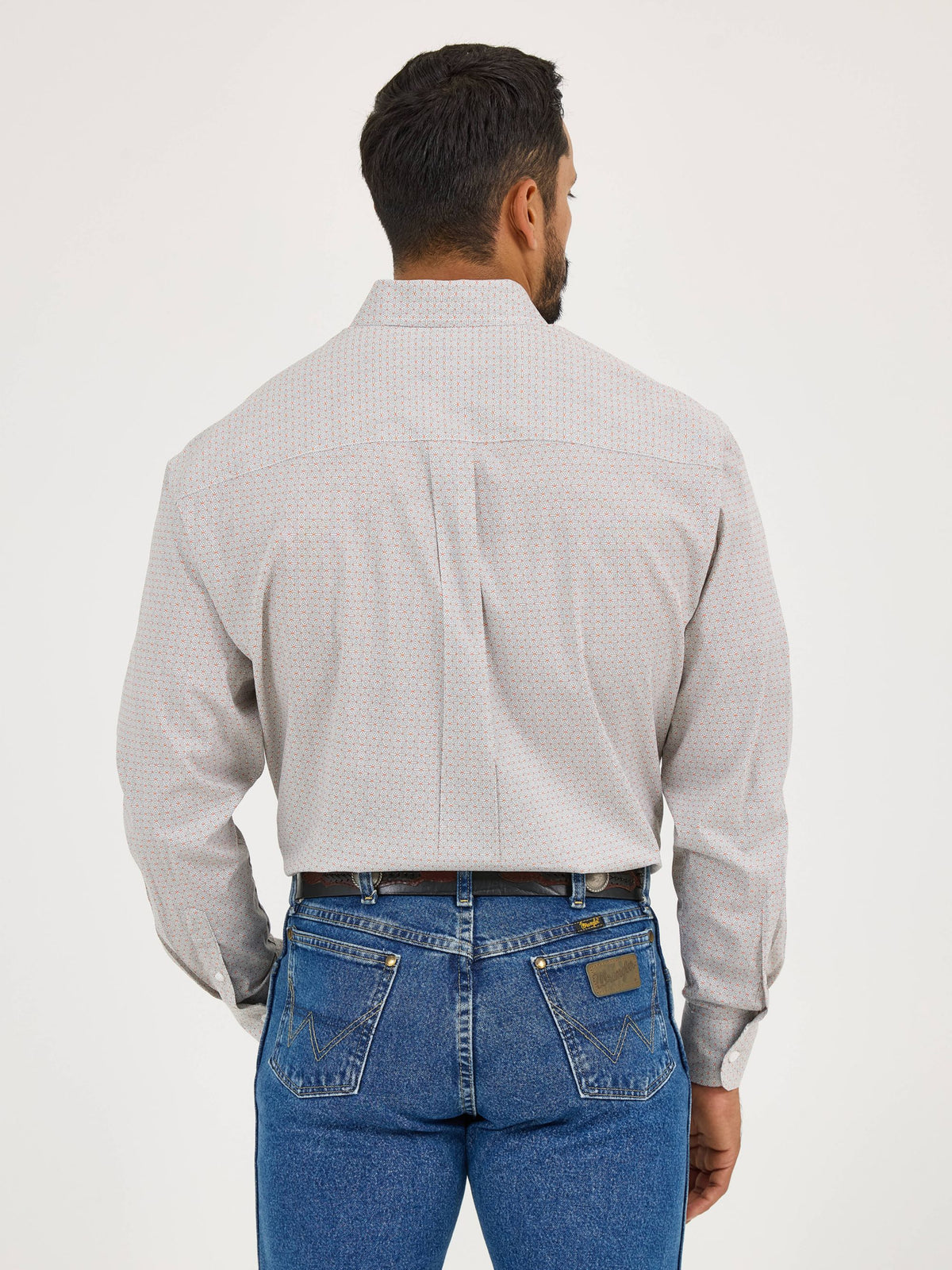 Wrangler George Strait Two Pocket Button Down Shirt in Grey Fence