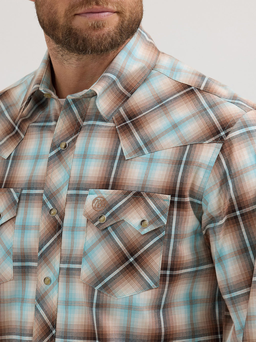 Wrangler Retro Sawtooth Snap Western Shirt in Tannin Plaid