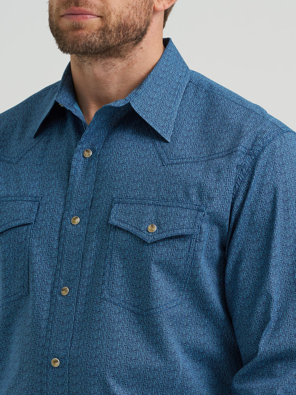 Wrangler 20X Competition Advanced Comfort Snap Western Shirt in Jean Blue