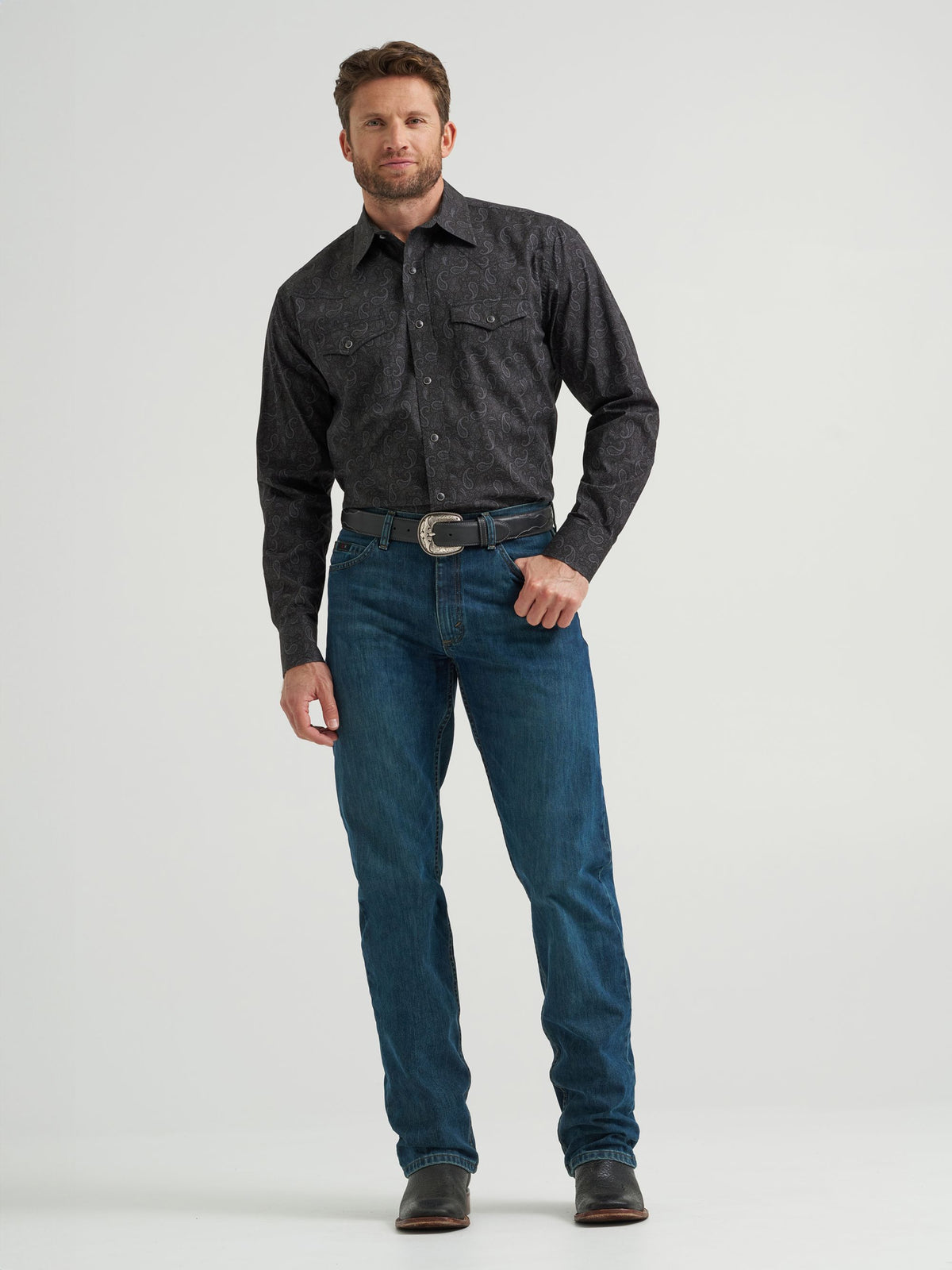Wrangler 20X Competition Advanced Comfort Snap Western Shirt in Black