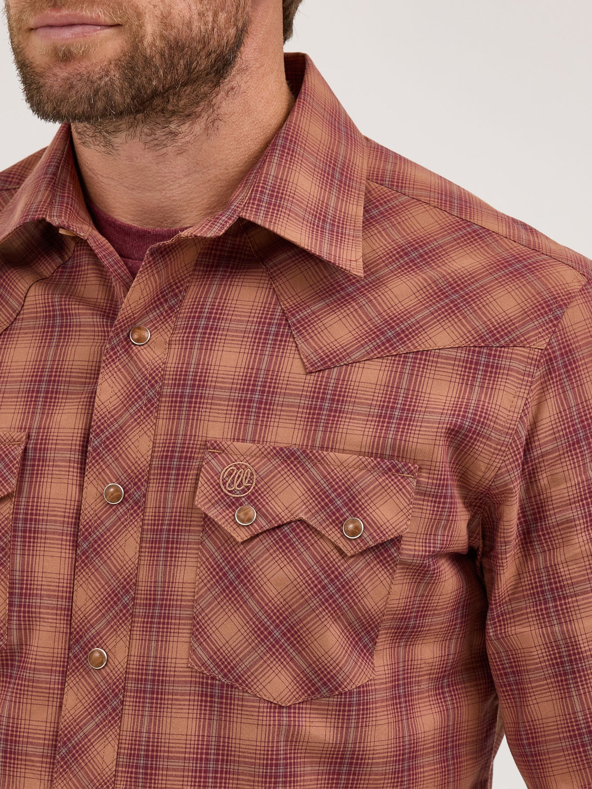 Wrangler Retro Sawtooth Snap Western Shirt in Rawhide