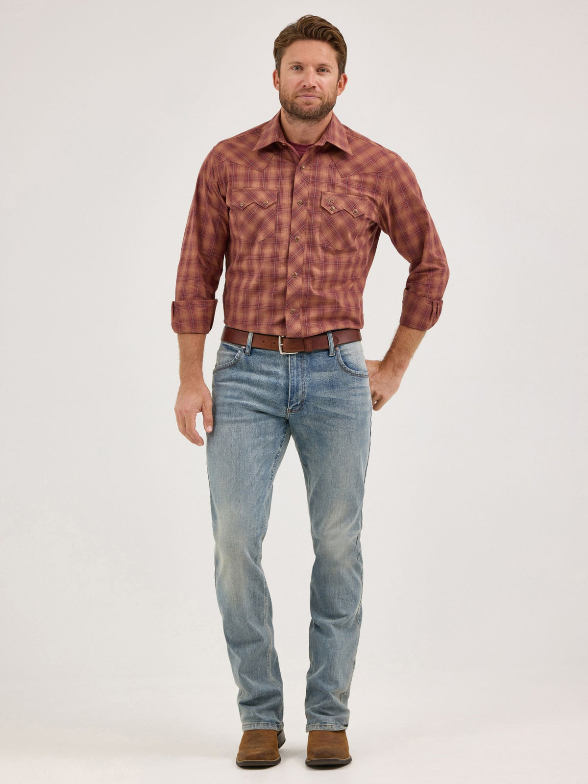Wrangler Retro Sawtooth Snap Western Shirt in Rawhide
