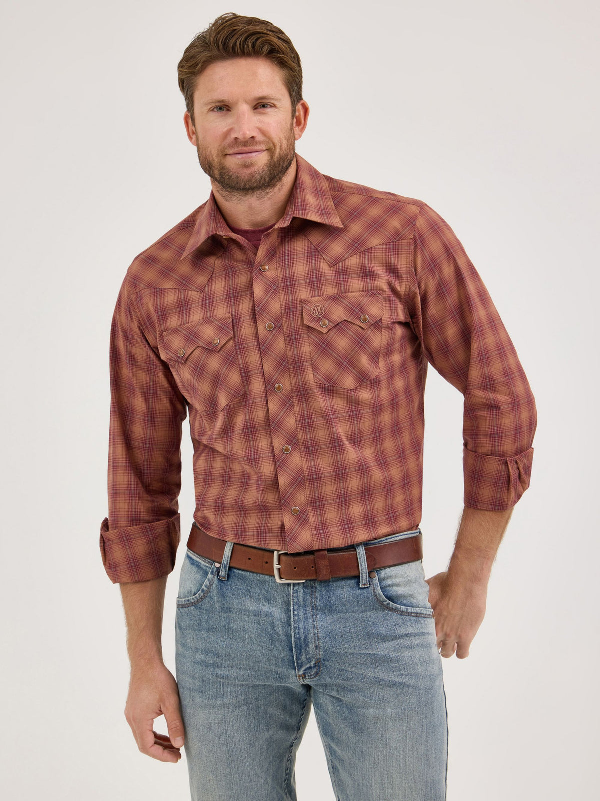 Wrangler Retro Sawtooth Snap Western Shirt in Rawhide