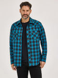 Wrangler Retro Sawtooth Snap Western Shirt in Black/Caribbean Blue