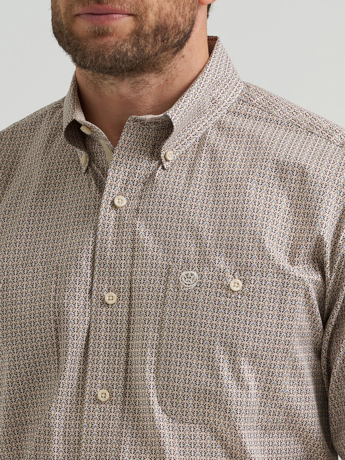 Wrangler George Strait Two Pocket Button Down Shirt in Nouveau Brown
