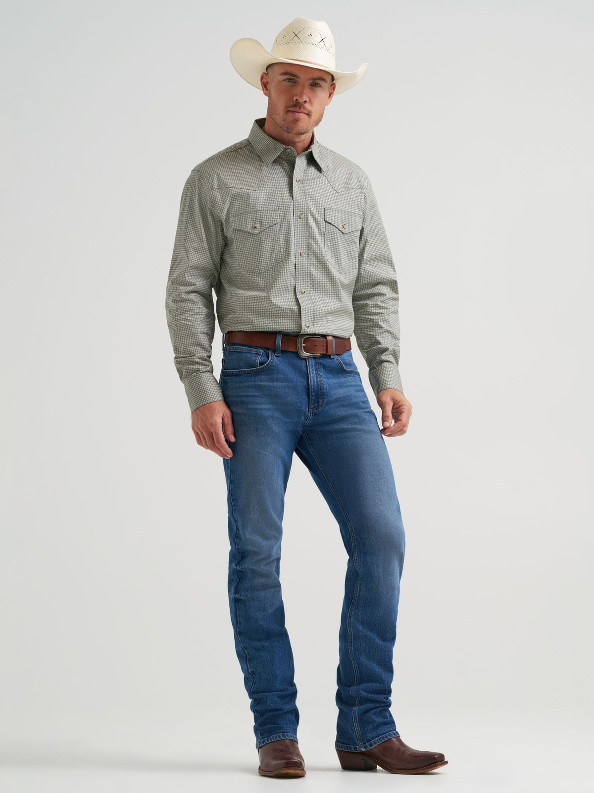 Wrangler 20X Competition Advanced Comfort Snap Western Shirt in Olive