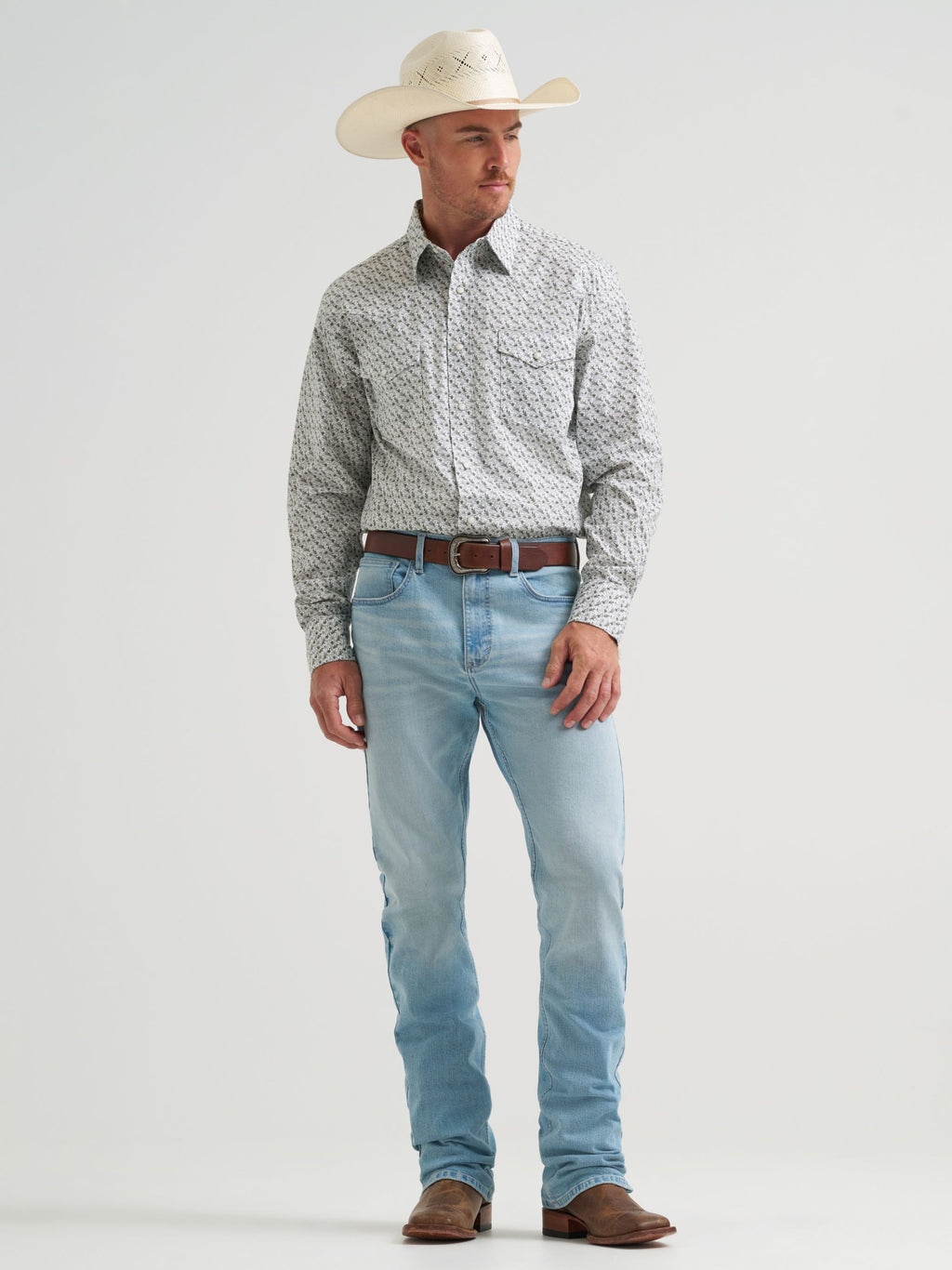 Wrangler 20X Competition Advanced Comfort Snap Western Shirt in Olive Cacti